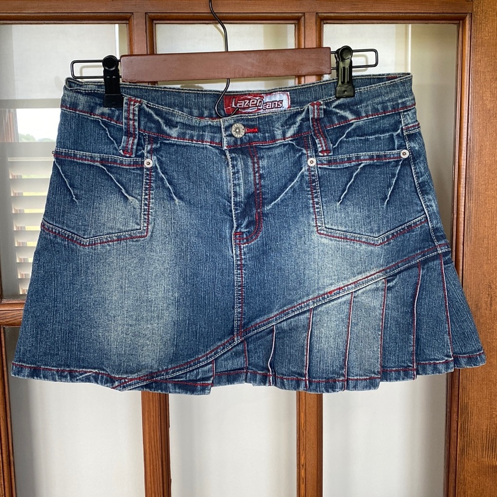 Y2K denim mini skirt